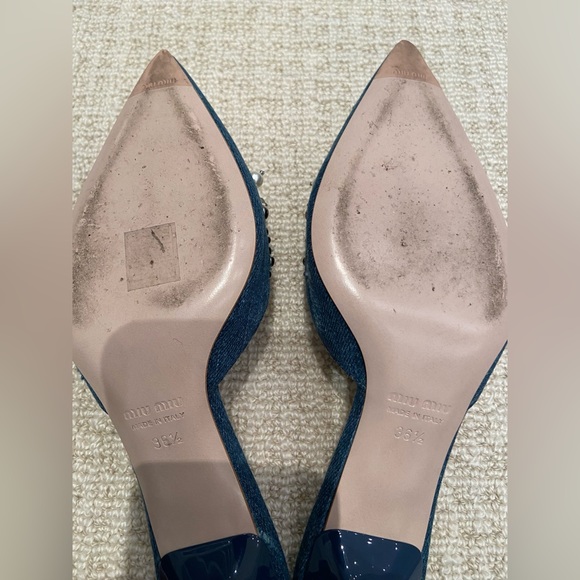 Miu Miu denim/jewelled kitten heels, size 6.5 - Picture 4 of 4